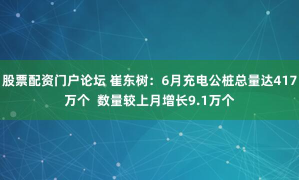 股票配资门户论坛 崔东树：6月充电公桩总量达417万个  数量较上月增长9.1万个